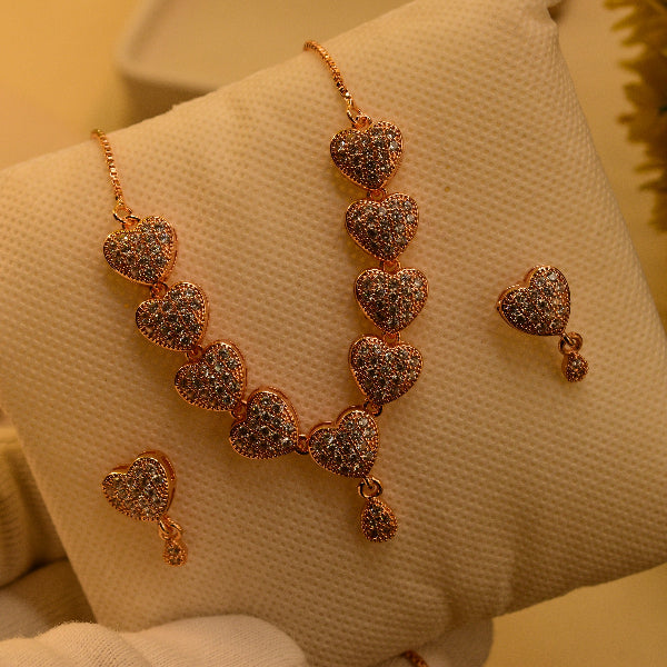 Luxury Heart Design Crystal Stones Necklace Set for Girls/Women