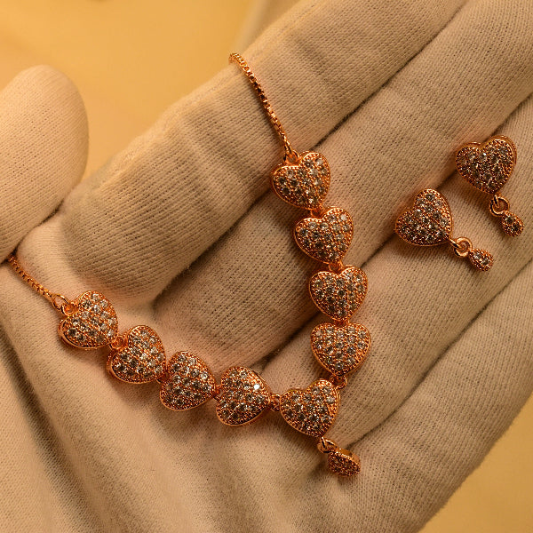 Luxury Heart Design Crystal Stones Necklace Set for Girls/Women