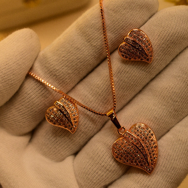 Luminous Design Gold Plated Crystal Stones Necklace Set for Girls/Women