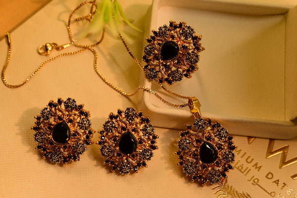 Luminous Design Gold Plated Jarao Stones Necklace Set for Girls/Women