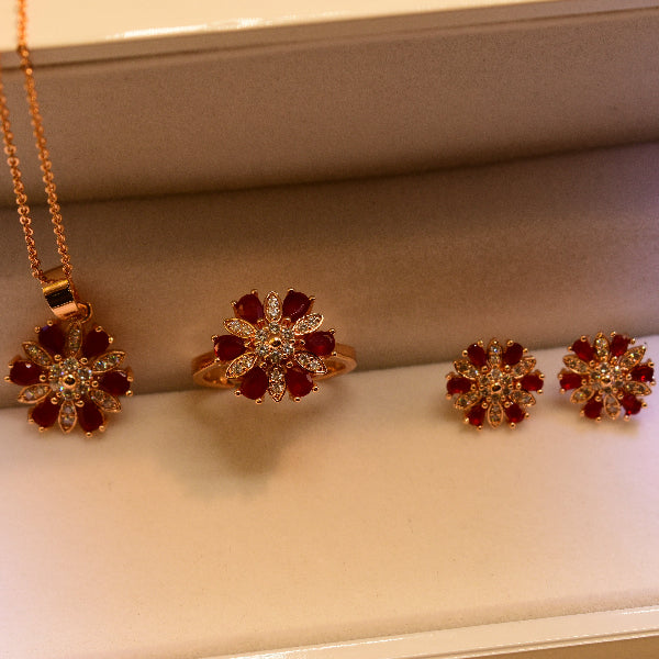 Gorgeous Design Gold Plated Crystal Stones Necklace Set for Girls/Women