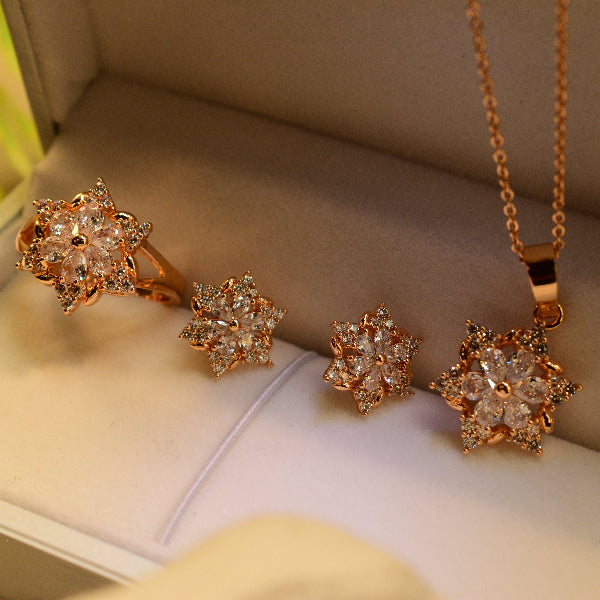 Glamorous Design Silver Plated Crystal Stones Necklace Set for Girls/Women