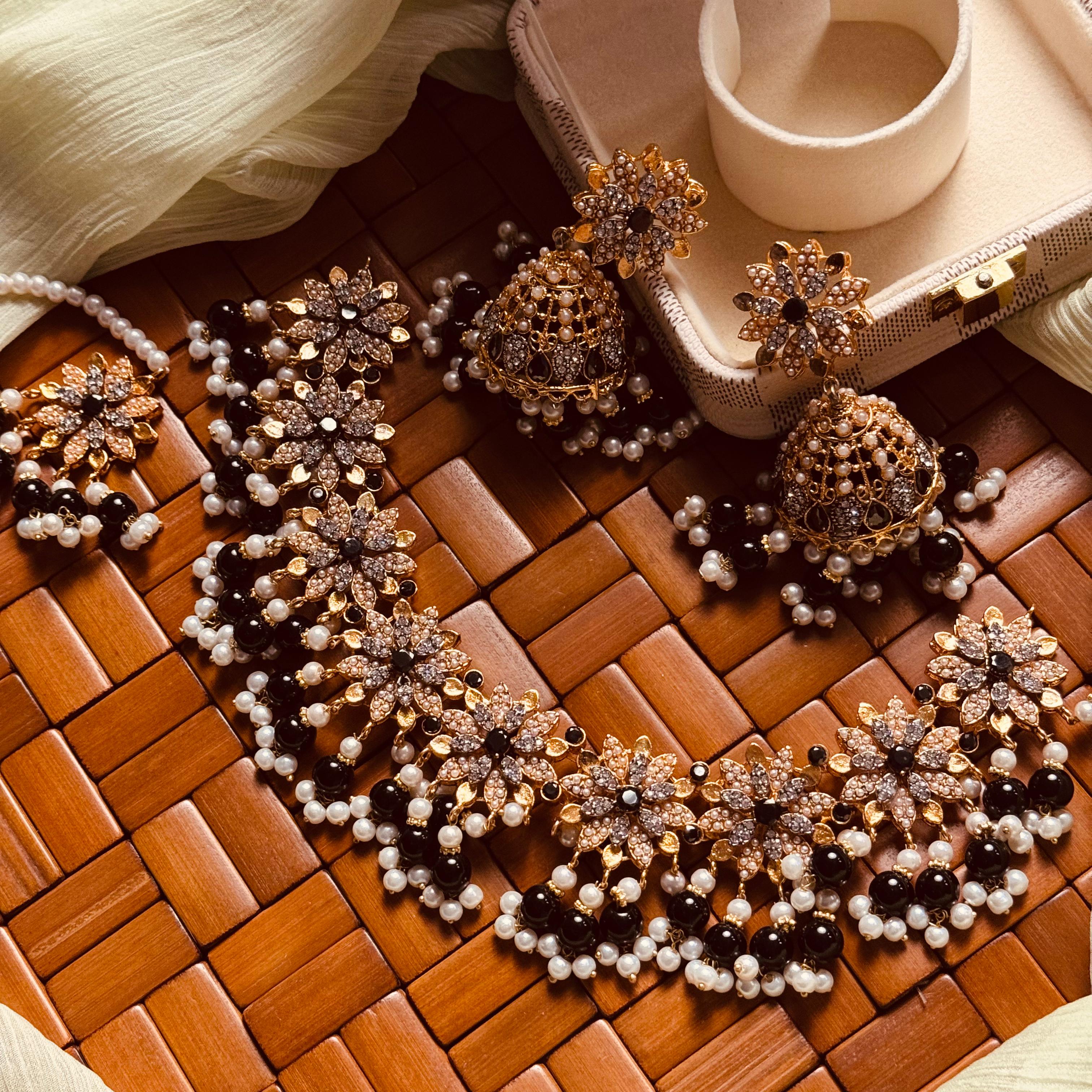 24K Gold Plated Real Zircon Stones Jarao Choker Set for Girls/Women