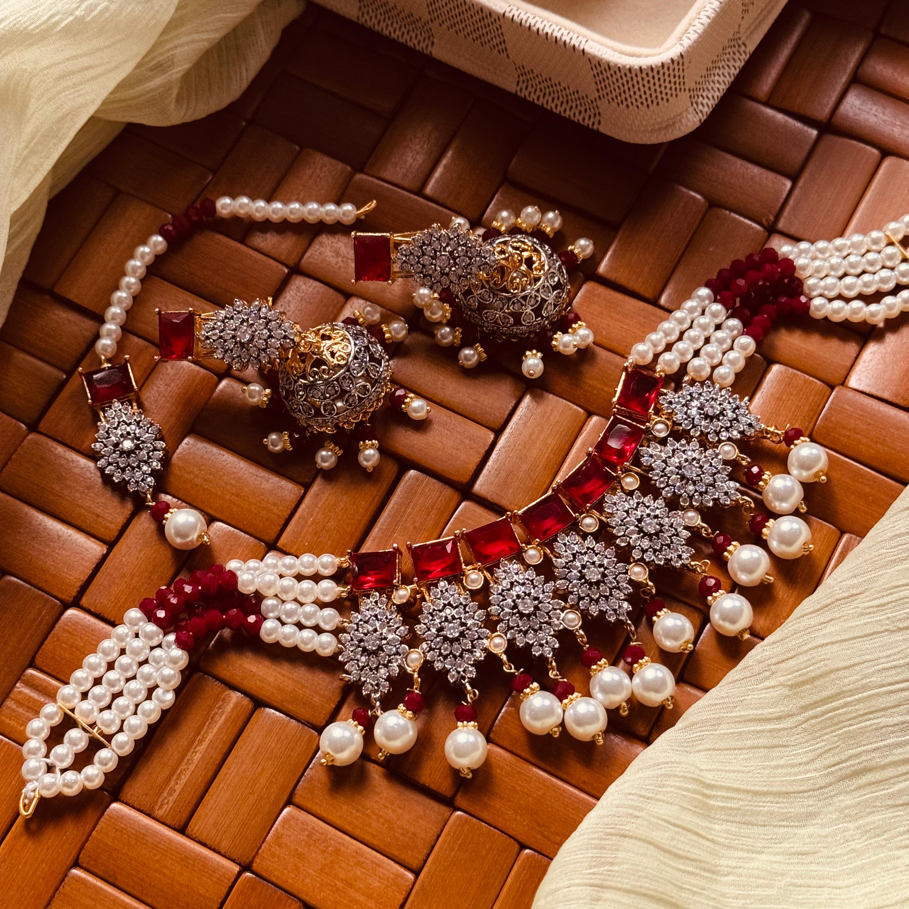 24K Gold Plated Real Zircon Stones Jarao Choker Set for Girls/Women
