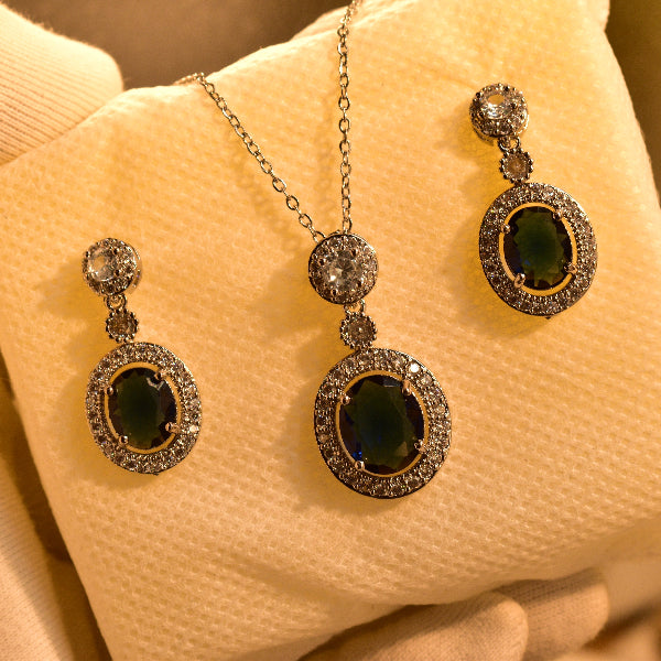 Beautiful Design Silver Plated Real Stones Necklace Set for Girls/Women