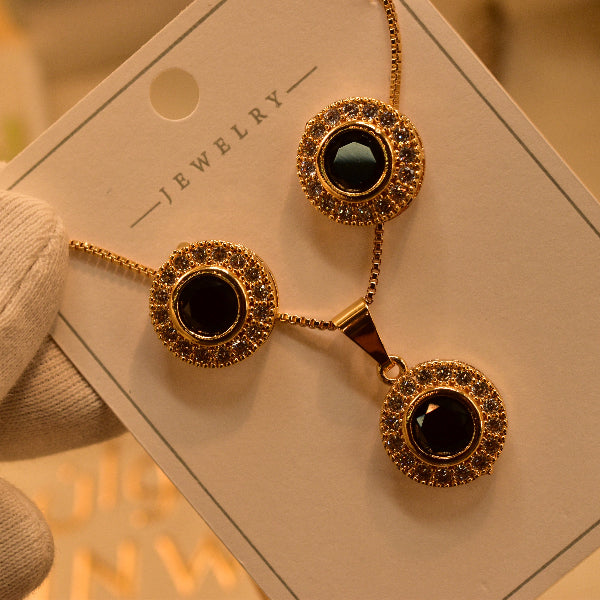 Charming Design Gold Plated Real Stones Necklace Set for Girls/Women