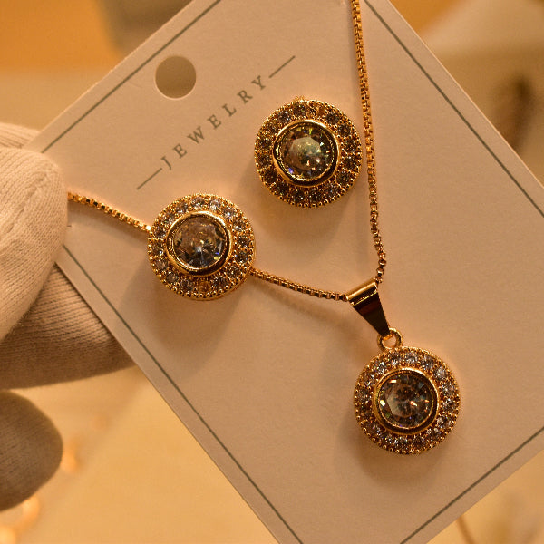 Charming Design Gold Plated Real Stones Necklace Set for Girls/Women