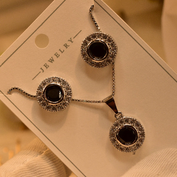 Luxury Design Silver Plated Real Stones Necklace Set for Girls/Women