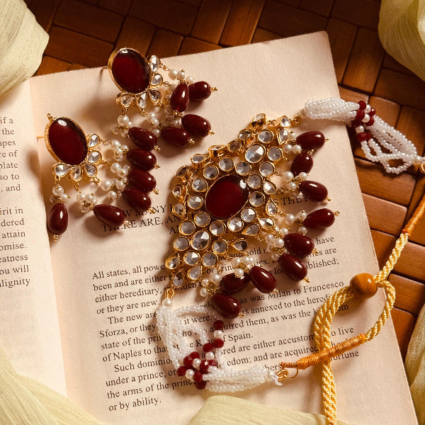 Fancy Design Gold Plated Real Stones Kundan Set for Girls/Women