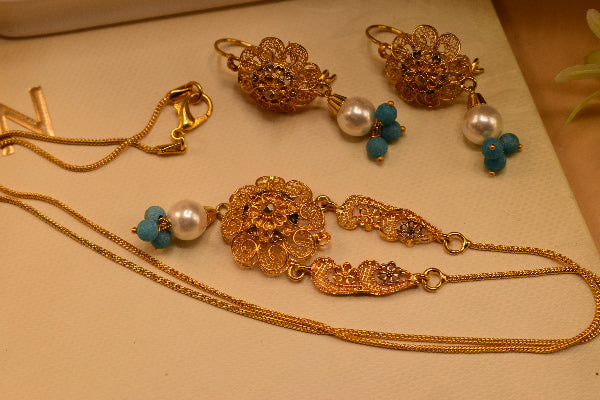 Elegant Unique Design 24K RP Gold Plated Necklace Set for Girls/Women