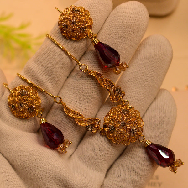 Stylish Unique Design 24K RP Gold Plated Necklace Set for Girls/Women