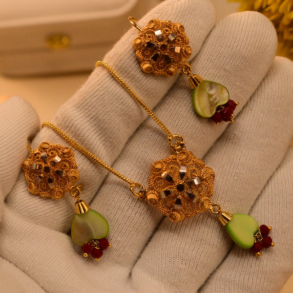 Beautiful Unique Design 24K RP Gold Plated Necklace Set for Girls/Women