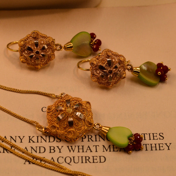 Beautiful Unique Design 24K RP Gold Plated Necklace Set for Girls/Women