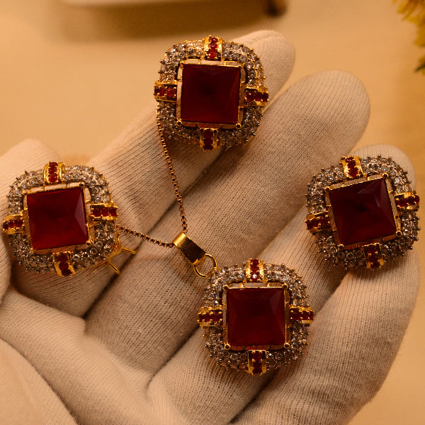 Luxury Unique Design Gold Plated Crystal Stones Necklace Set for Girls/Women