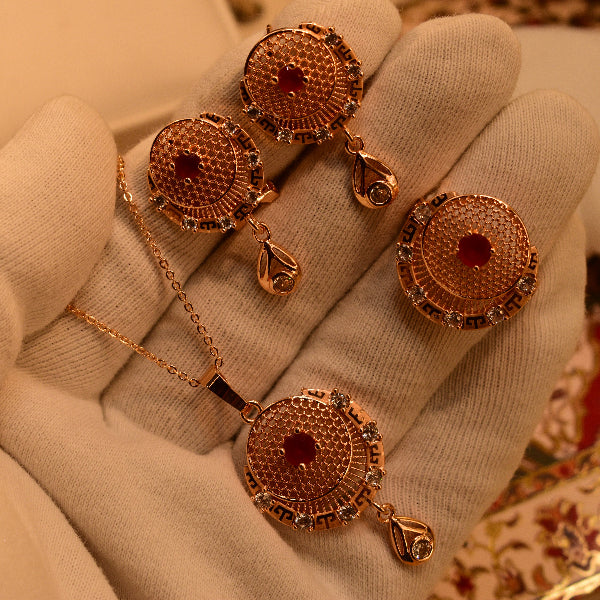 Charming Unique Design Gold Plated Crystal Stones Necklace Set for Girls/Women