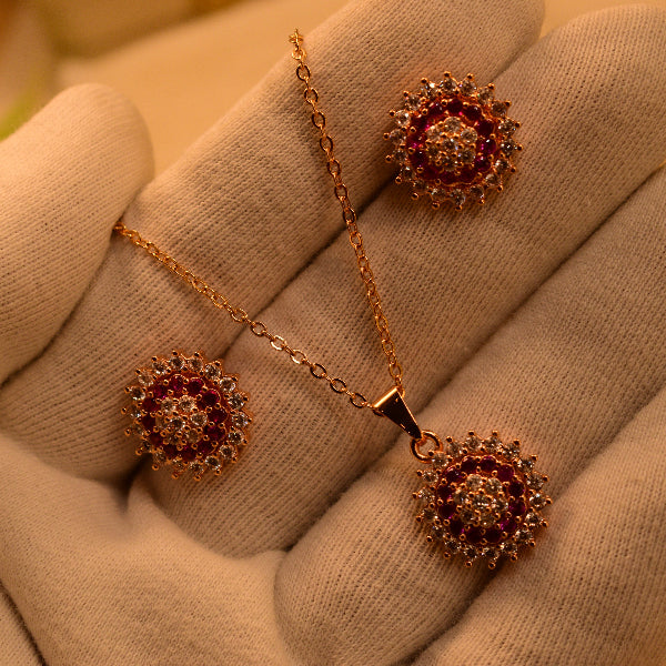 Beautiful Design Gold Plated Crsytal Stones Necklace Set for Girls/Wom