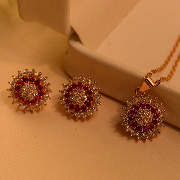 Beautiful Design Gold Plated Crsytal Stones Necklace Set for Girls/Women