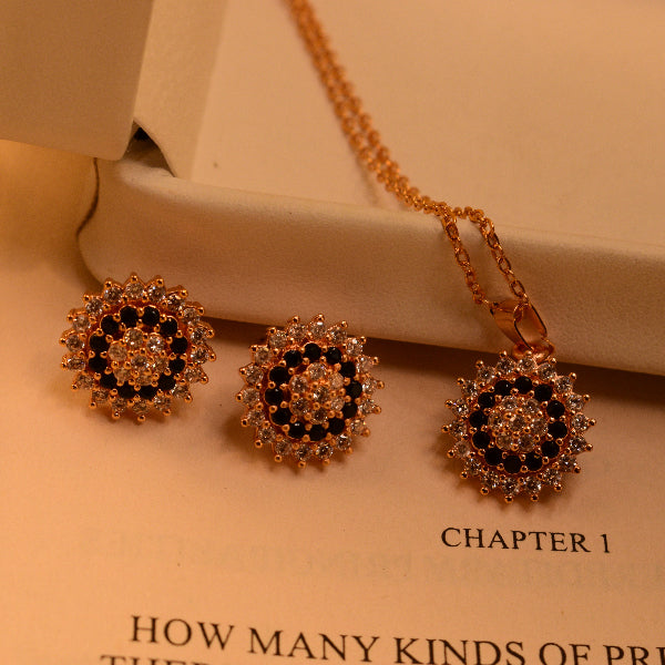Beautiful Design Gold Plated Crsytal Stones Necklace Set for Girls/Women