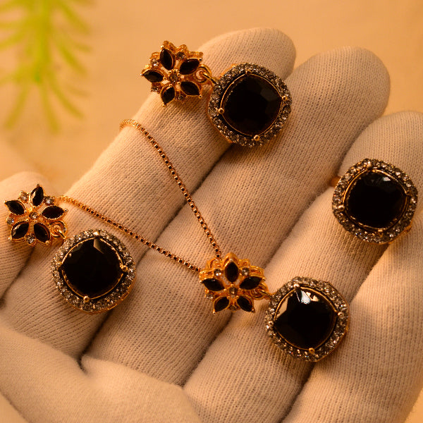 Elegant Unique Design Gold Plated Real Stones Necklace Set for Girls/Women