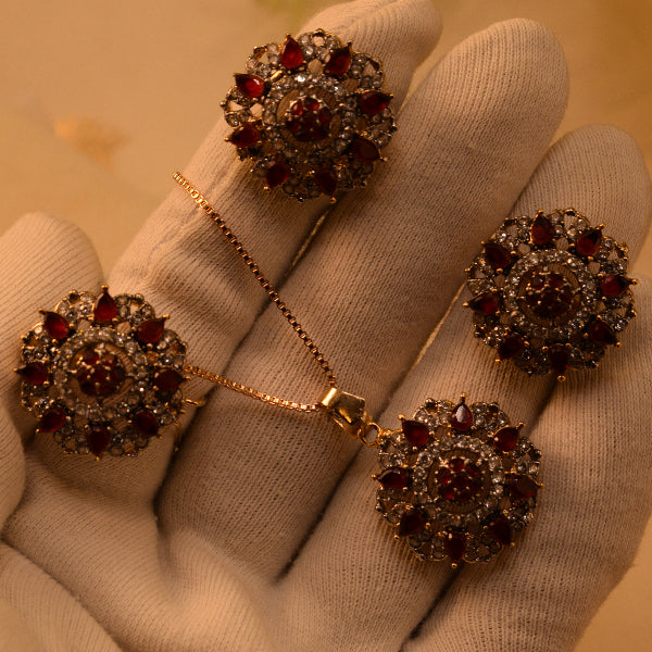 Luxury Unique Design Gold Plated Crystal Stones Necklace Set for Girls/Women