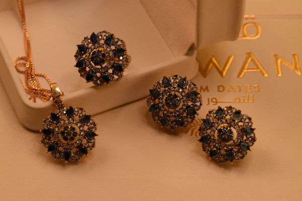 Luxury Unique Design Gold Plated Crystal Stones Necklace Set for Girls/Women
