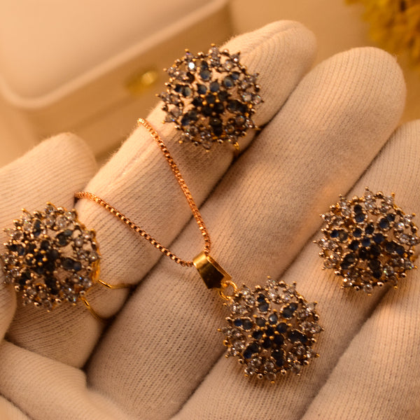 Luminous Design Gold Plated Crystal Stones Necklace Set for Girls/Women