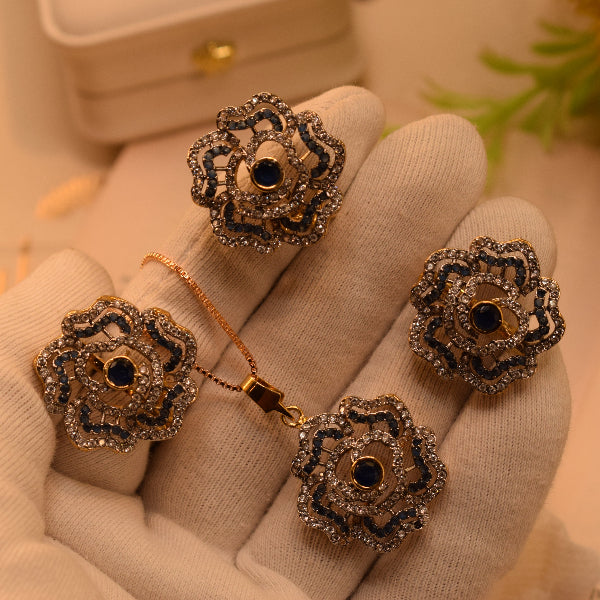 Luxury Design Gold Plated Crystal Stones Necklace Set for Girls/Women