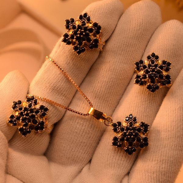 Sparkling Design Gold Plated Crystal Stones Necklace Set for Girls/Women