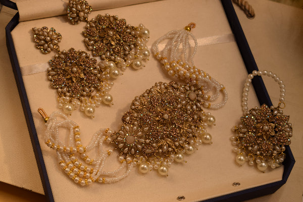 Luminous Design Gold Plated Real Stones Necklace Set for Girls/Women