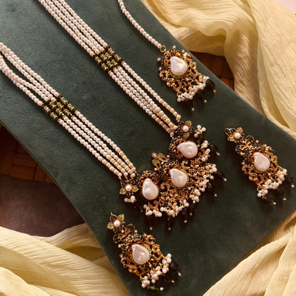 Charming Design Gold Plated Real Stones Necklace Set for Girls/Women