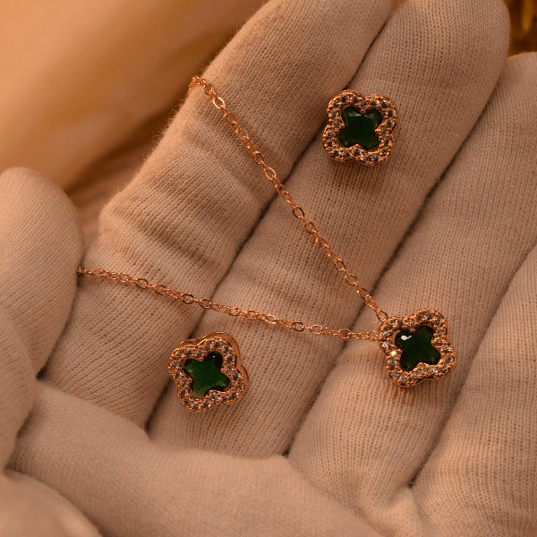 Elegant Design Gold Plated Crystal Stones Necklace Set for Girls/Women