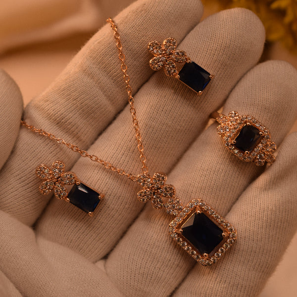 Beautiful Design Gold Plated Crystal Stones Necklace Set for Girls/Women