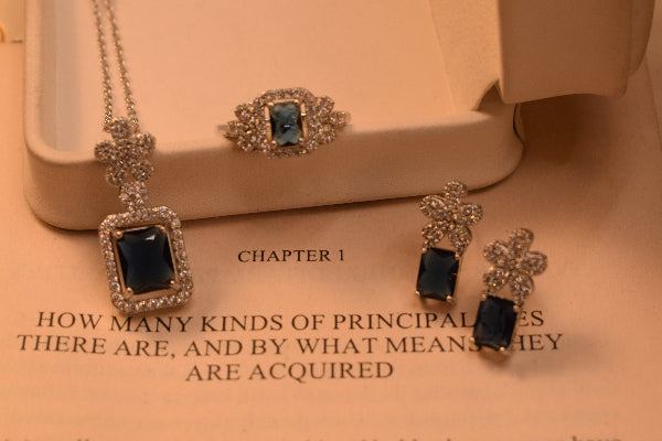 Dazzling Design Silver Plated Crystal Stones Necklace Set for Girls/Women