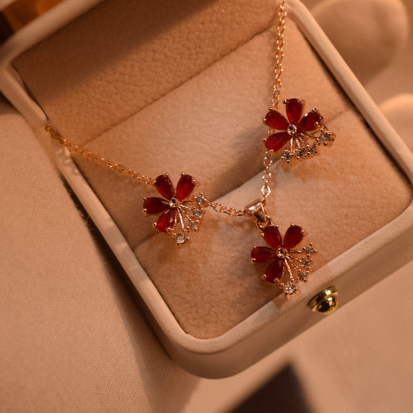 Stylish Design Gold Plated Crystal Stones Necklace Set for Girls/Women