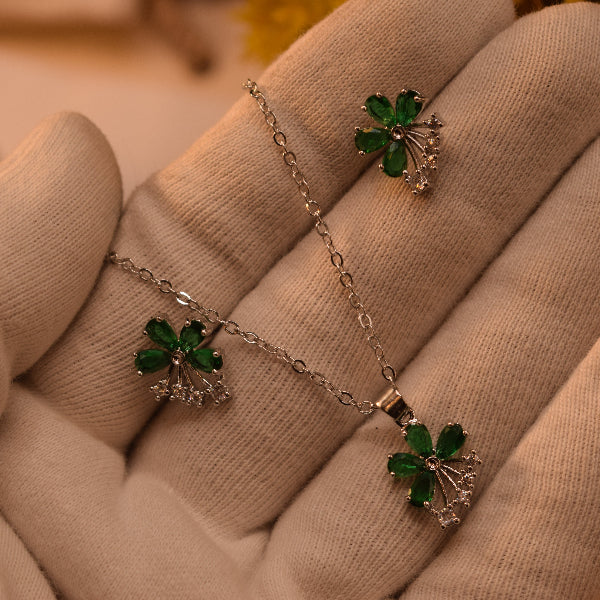 Luminous Design Silver Plated Crystal Stones Necklace Set for Girls/Women