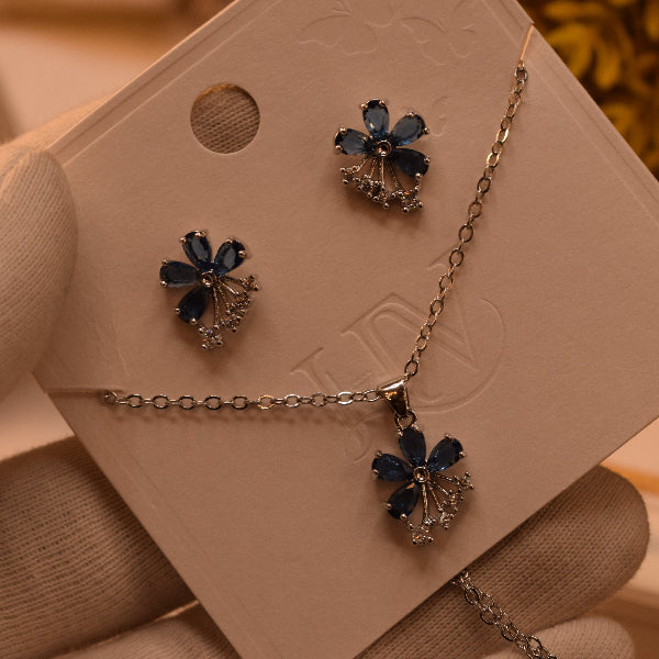 Luminous Design Silver Plated Crystal Stones Necklace Set for Girls/Women