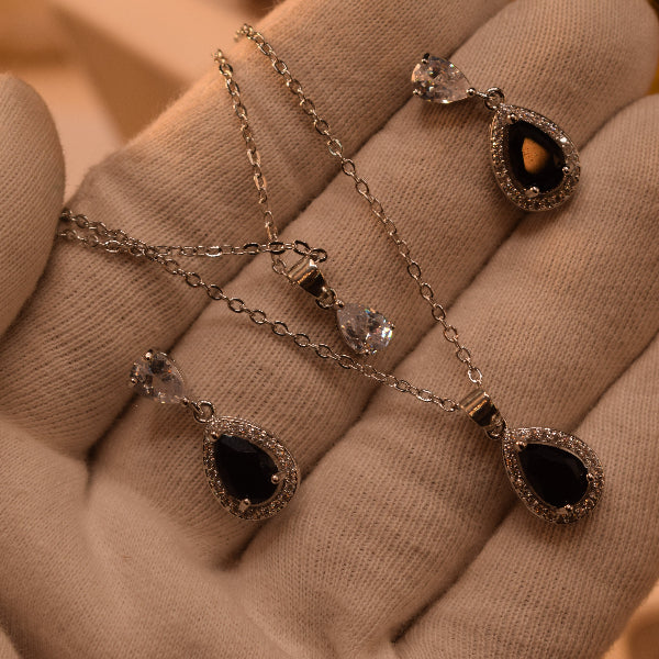 Sparkling Design Silver Plated Crystal Stones Necklace Set for Girls/Women