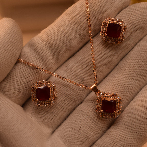 Charming Design Gold Plated Crystal Stones Necklace Set for Girls/Women