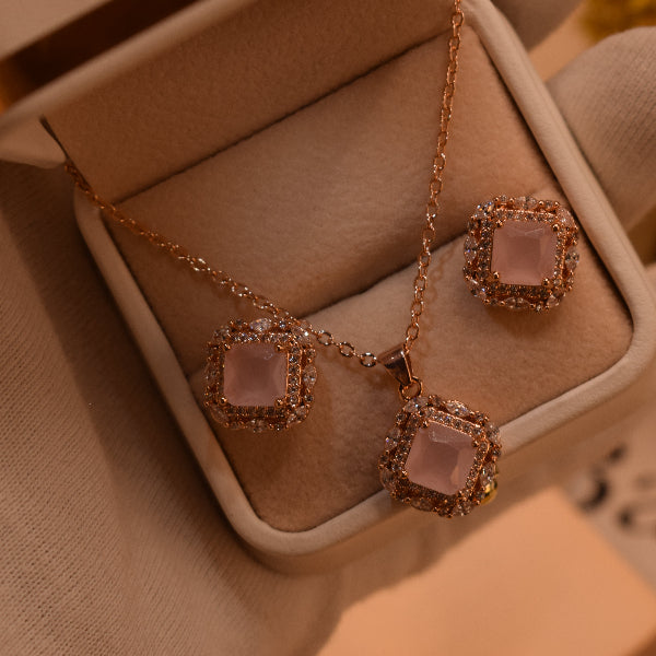 Charming Design Gold Plated Crystal Stones Necklace Set for Girls/Women