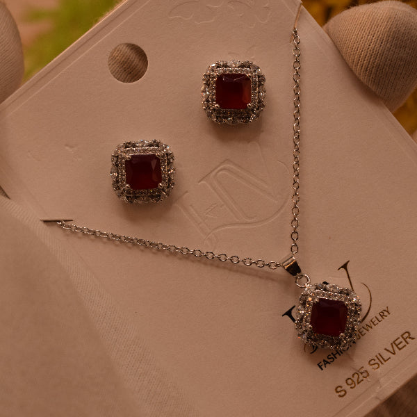 Stylish Design Silver Plated Crystal Stones Necklace Set for Girls/Women