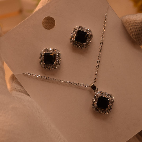 Stylish Design Silver Plated Crystal Stones Necklace Set for Girls/Women