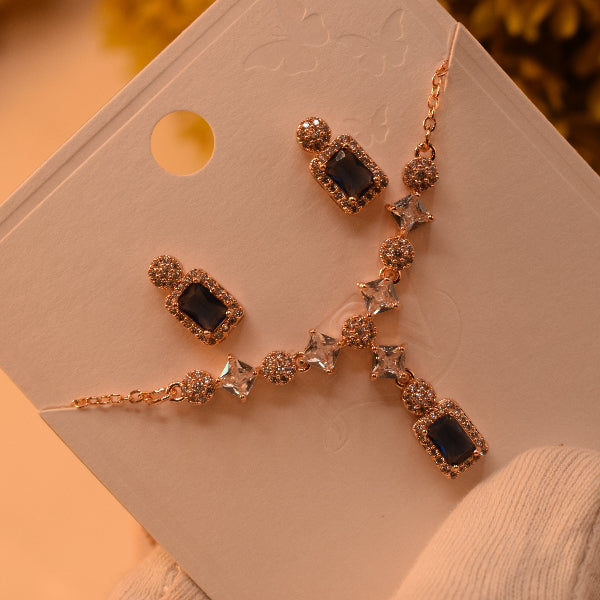 Dazzling Design Gold Plated Crystal Stones Necklace Set for Girls/Women