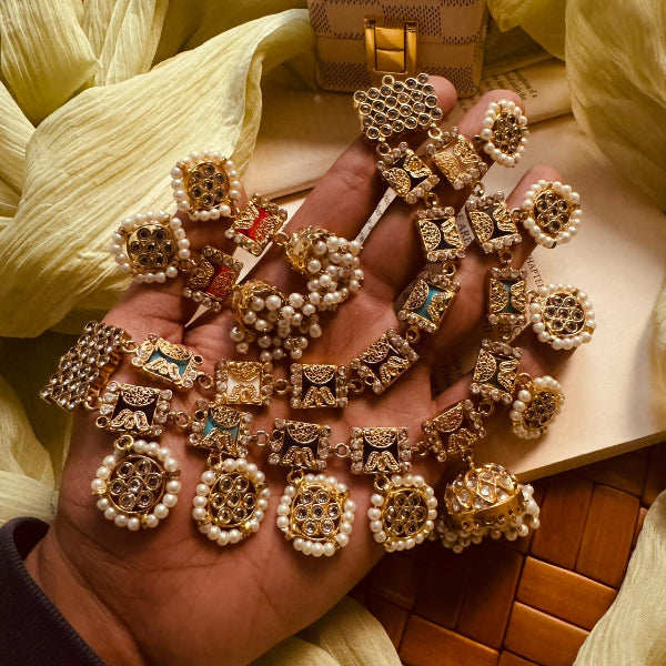 Sparkling Design Gold Plated Real Stones Necklace Set for Girls/Women