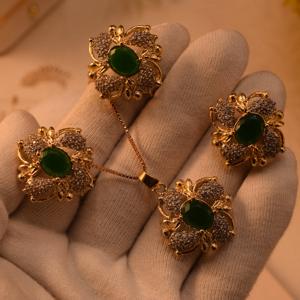 Sparkling Design Gold Plated Crystal Stones Necklace Set for Girls/Women