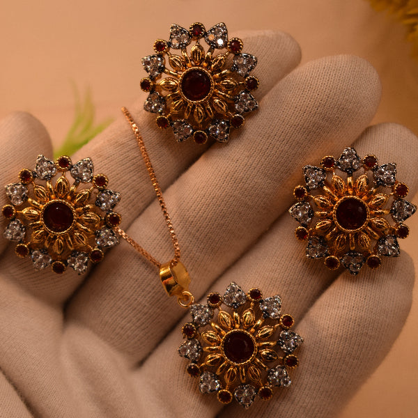 Beautiful Design Gold Plated Crystal Stones Necklace Set for Girls/Women