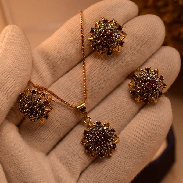 Beautiful Design Gold Plated Crystal Stones Necklace Set for Girls/Women