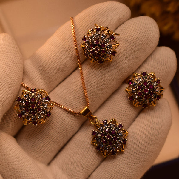 Beautiful Design Gold Plated Crystal Stones Necklace Set for Girls/Women