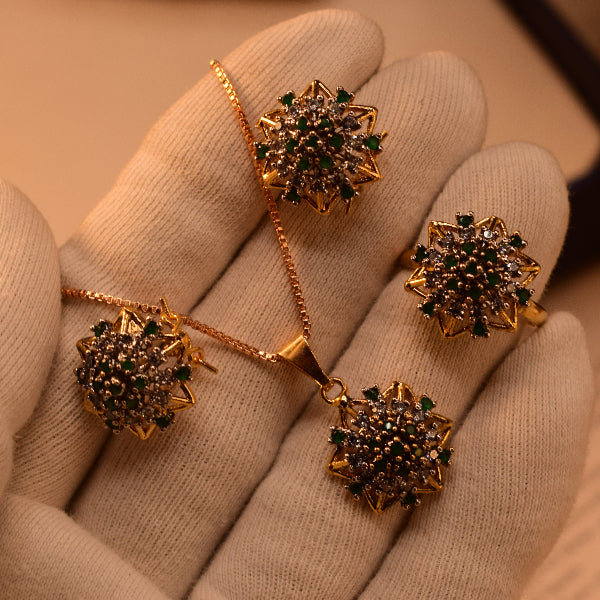 Beautiful Design Gold Plated Crystal Stones Necklace Set for Girls/Women