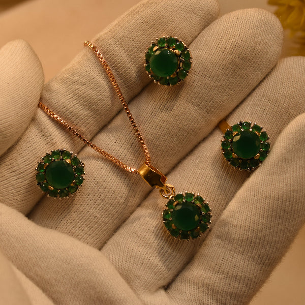 Dazzling Design Gold Plated Crystal Stones Necklace Set for Girls/Women