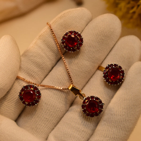 Dazzling Design Gold Plated Crystal Stones Necklace Set for Girls/Women